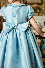 Astrid Blue Taffeta Smocked Girl Dress