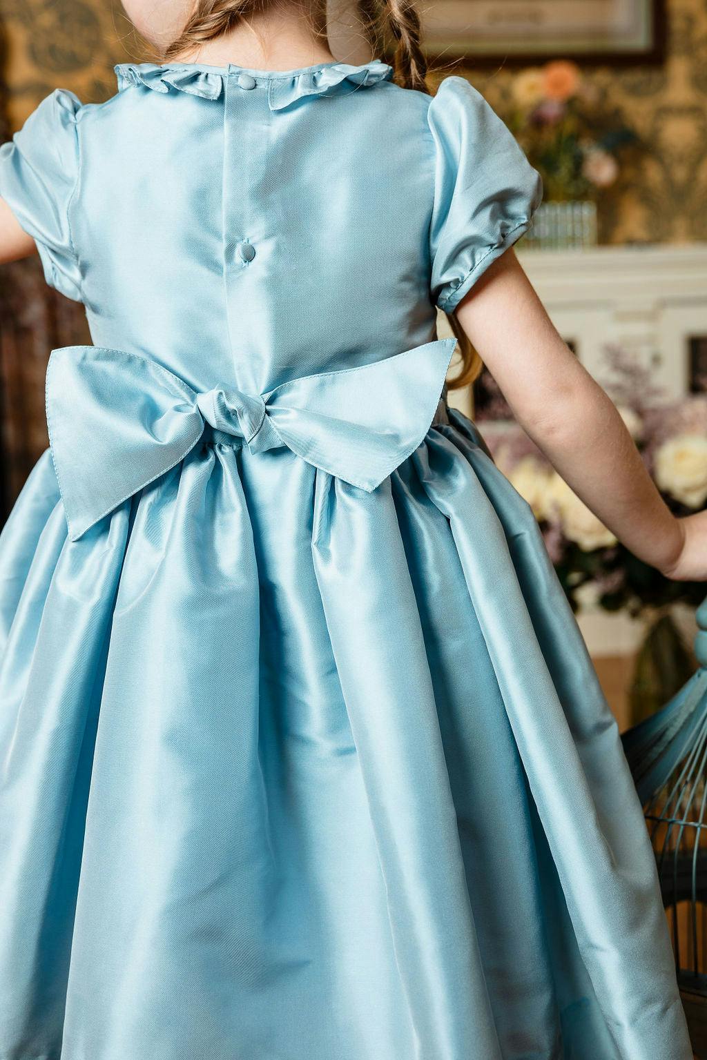 Astrid Blue Taffeta Smocked Girl Dress