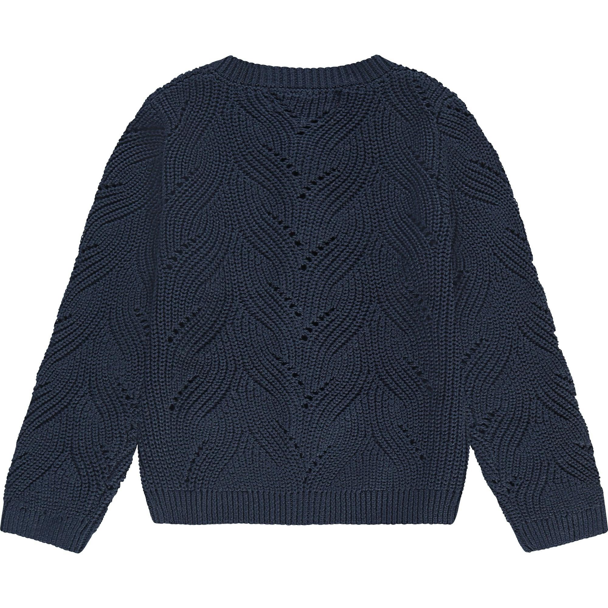 Abstract Knit Crew Neck Cardigan