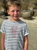 NEWQUAY Navy Lobster Printed Tee