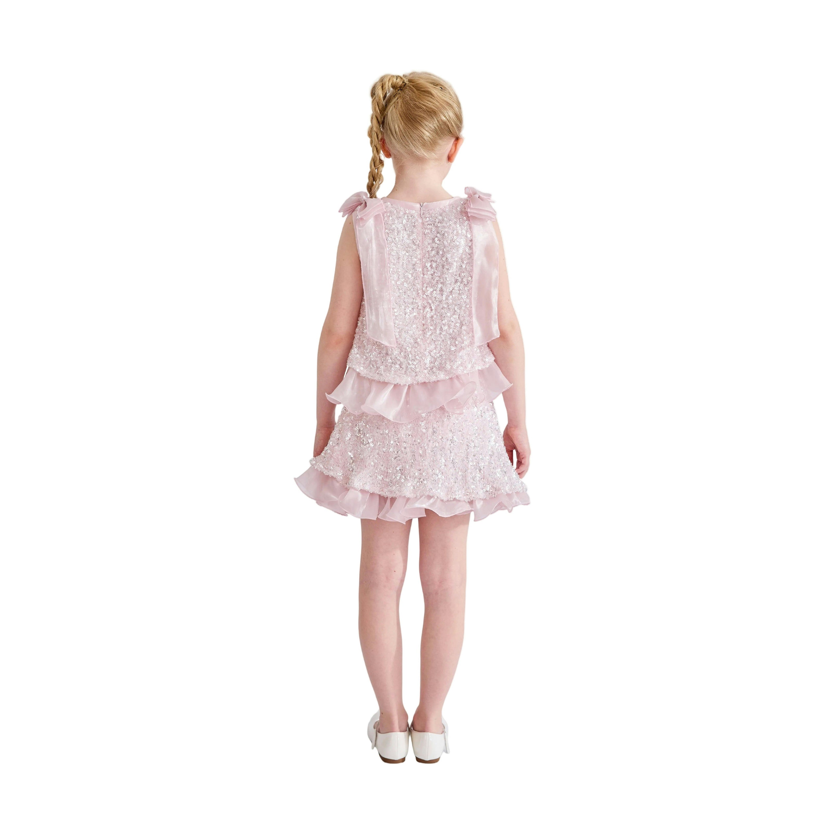 Pink Althea Glitter Ruffle Skirt Set