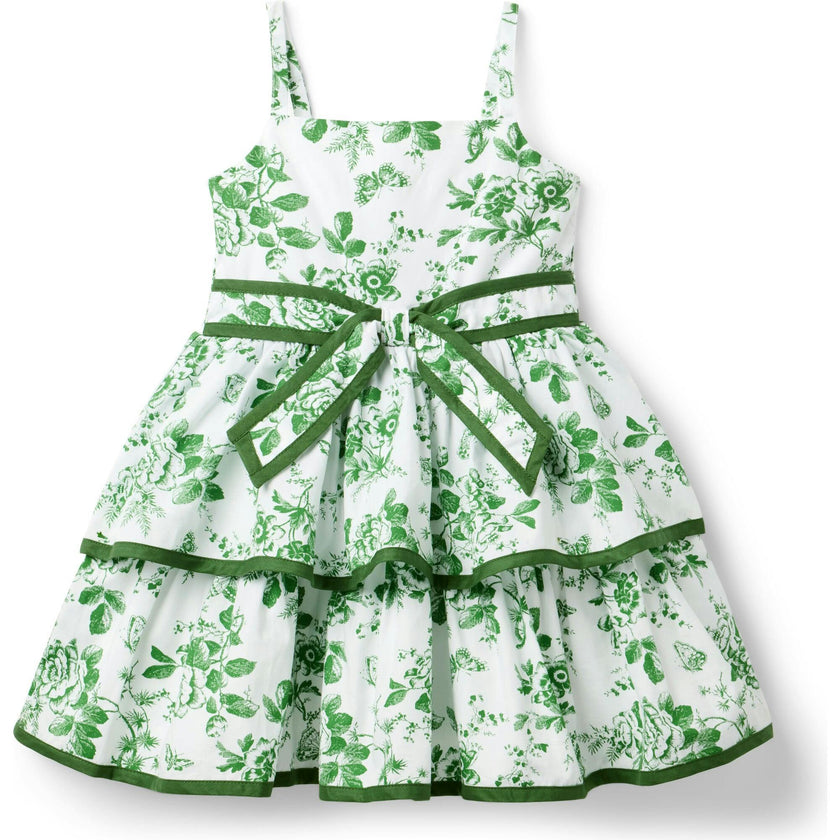 The Floral Toile Tiered Dress, Green – Maisonette
