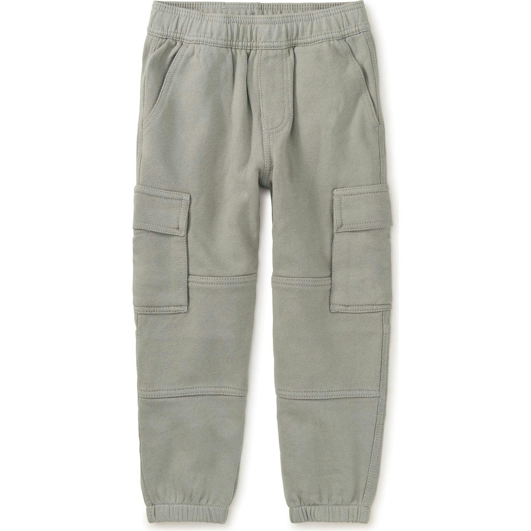 Cargo Elastic Waist Lined Knee Pocket Joggers, Grey