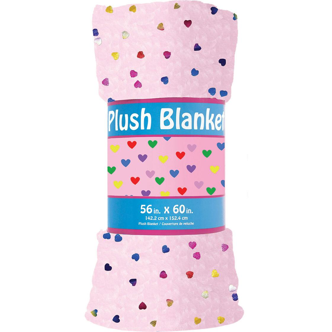COLORFUL FOIL HEARTS PLUSH BLANKET
