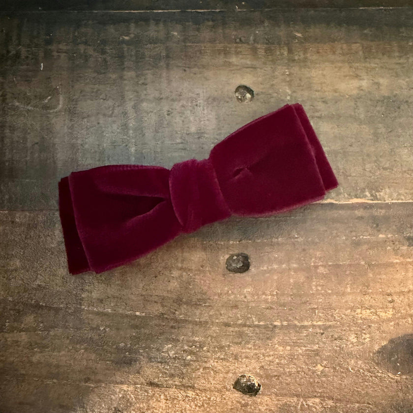 Double Velvet Bows, Burgundy/Navy Bundle Set