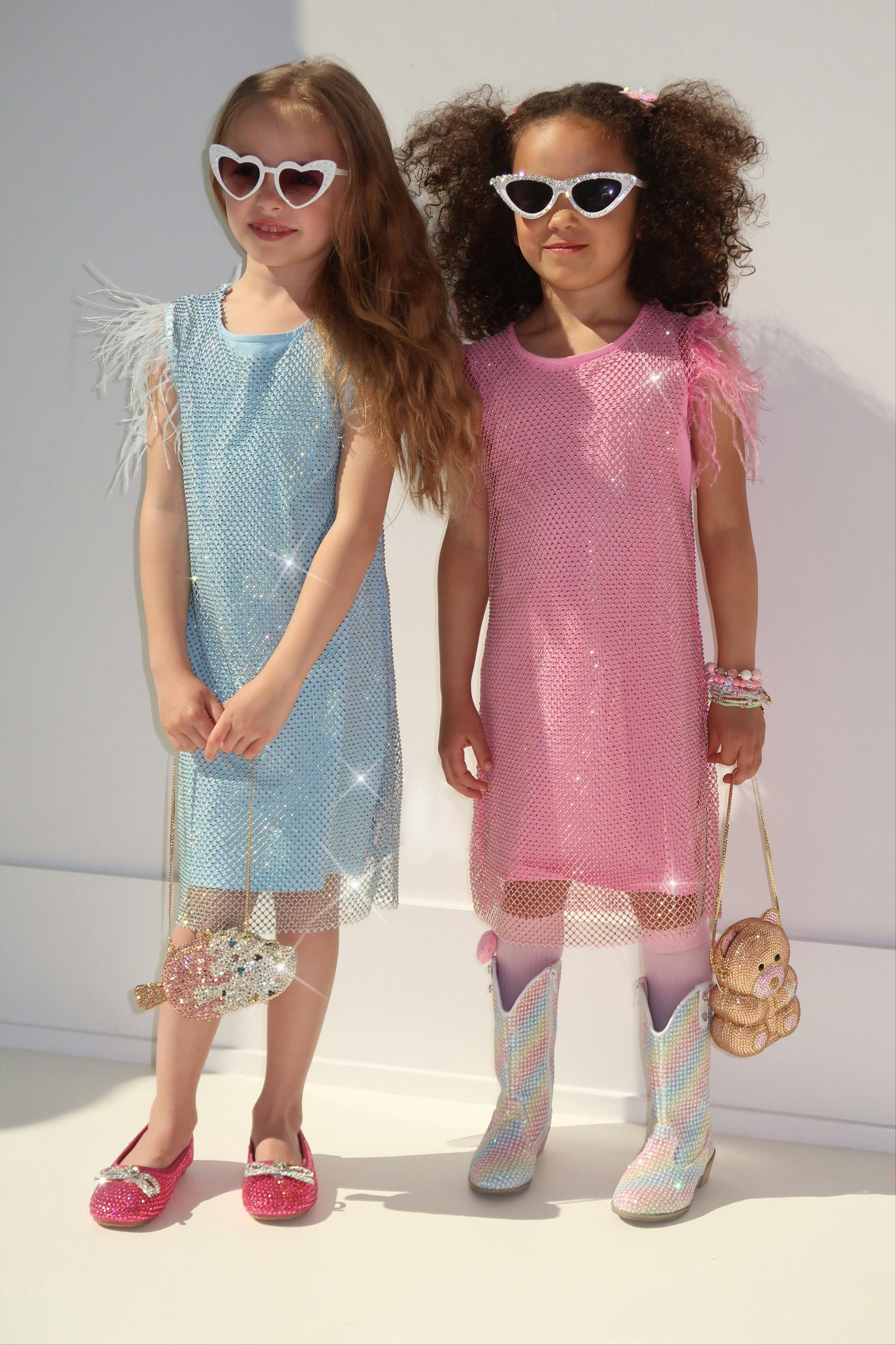 Crystal Feather Trim Sleeve Shimmer Sequin Dress