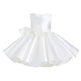 Ivory Sabina Satin Flared Dress with Side Bow