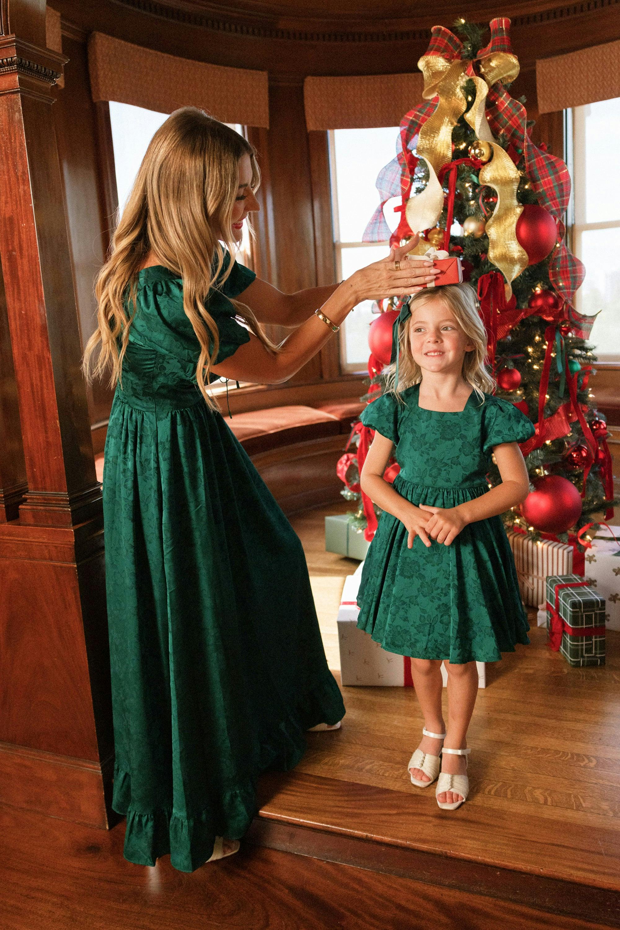 Mini Cupcake Dress in Emerald Satin