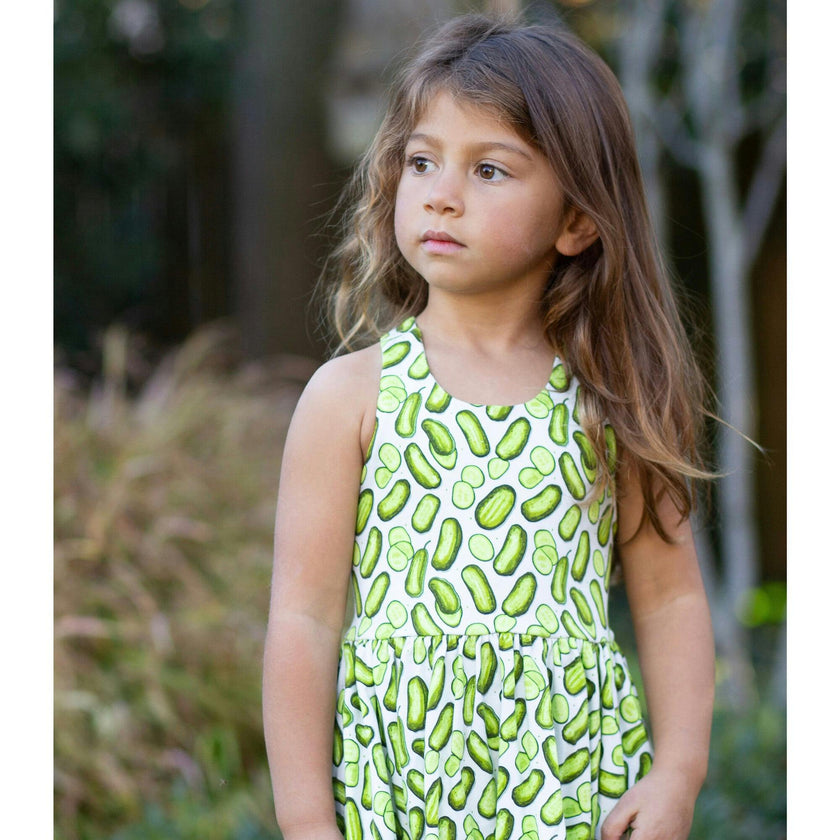 Cross Back Twirly Dress in Pickles