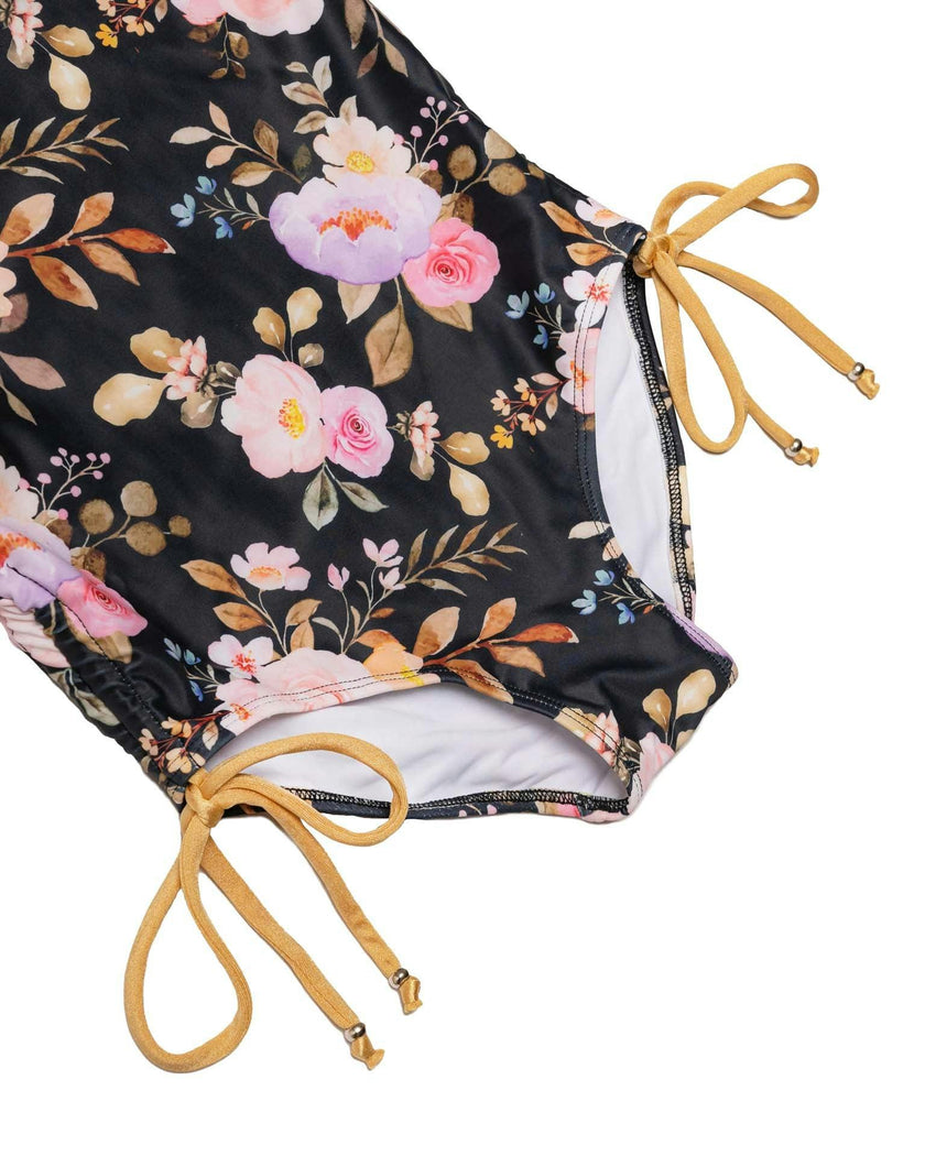 Long Sleeve One Piece Swimsuit with Side Ties