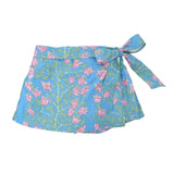 Loblolly Wrap Skirt in Blue with Pink Bougainvillea
