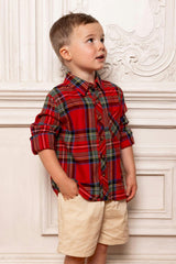 Boys John Shirt in Holiday Plaid