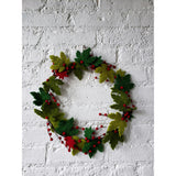 Maple Leaf Wreath Berries Hand Felted Wool - 12"