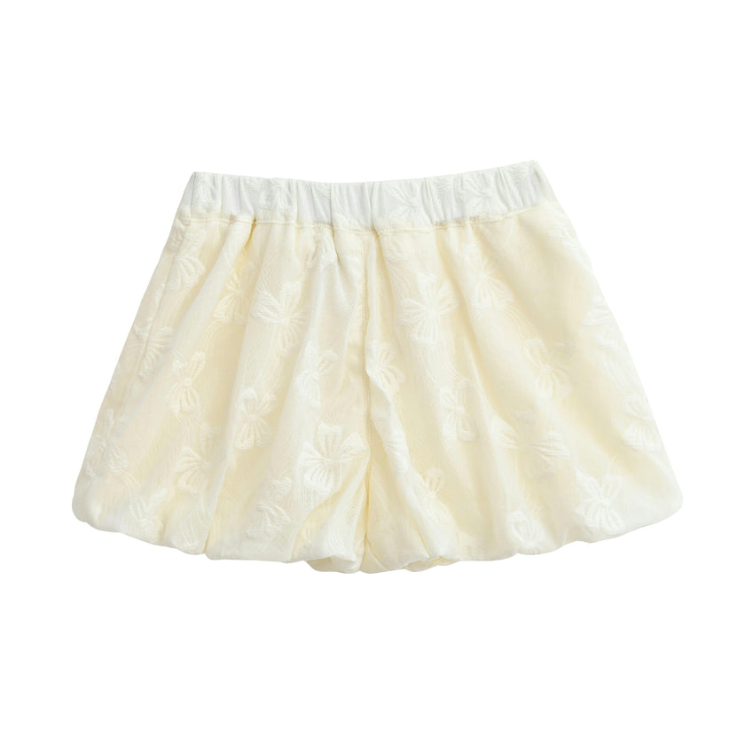 Cream Embroidered Ruffle Outfit with Bow Headband