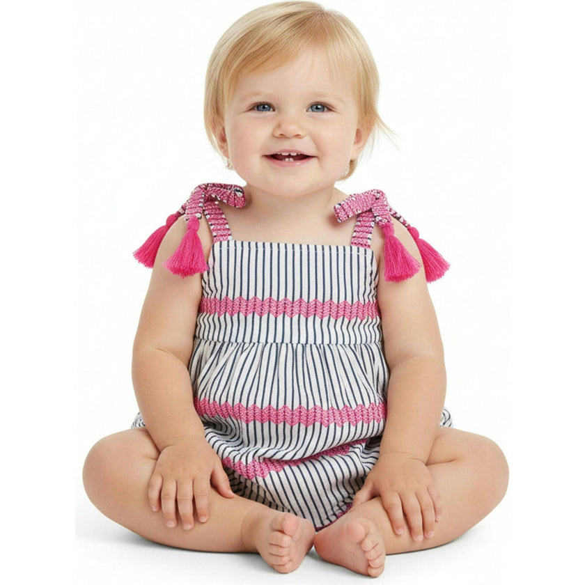 Zoe Baby Romper Marine Stripe Embroidery, Marine Stripe Embroidery