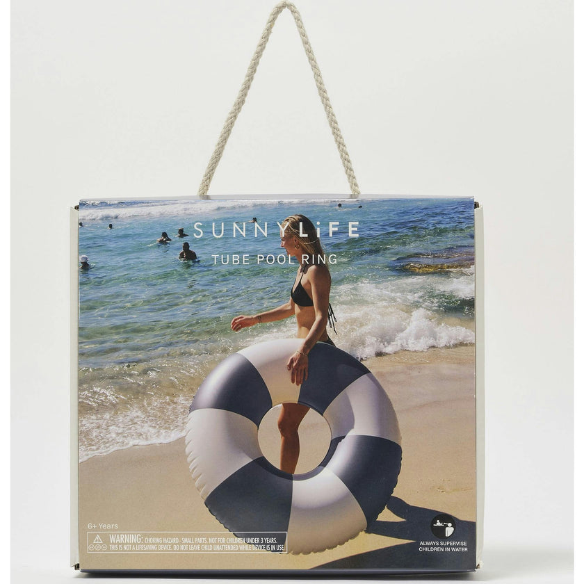 Tube Pool Ring: Navy Stripe