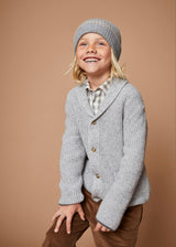 The Light Grey Mouline Merino Cashmere Cardigan