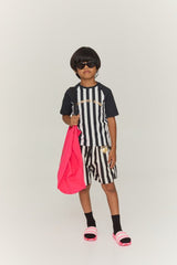 Black Striped Bathing Long Shorts