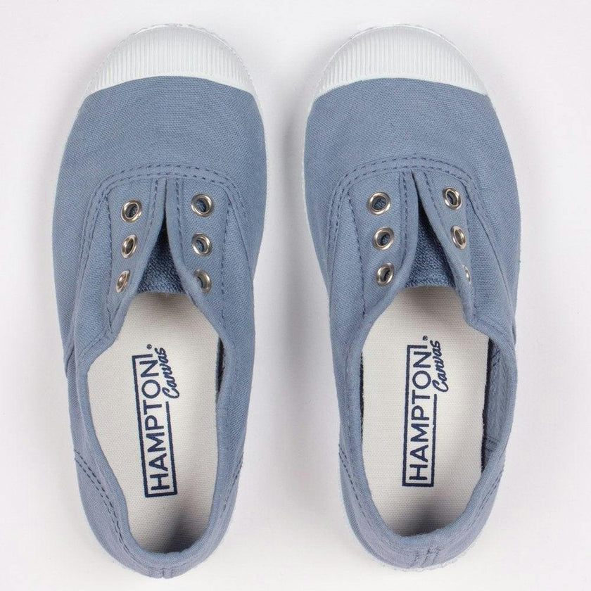 Hampton Canvas Plum Plimsolls in Steel Blue