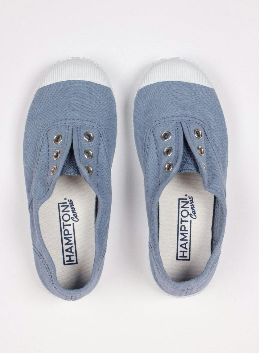 Hampton Canvas Plum Plimsolls in Steel Blue