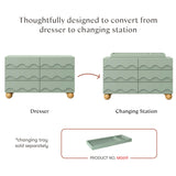 Lido Wave 6-Drawer Wide Assembled Dresser (56") in Light Sage/Honey