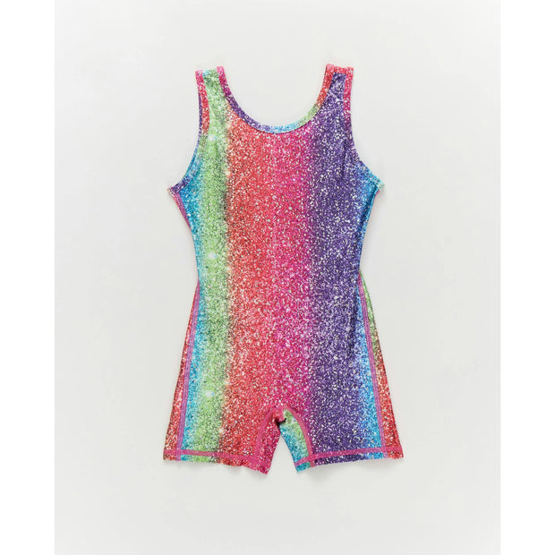 Girls Leotard in Rainbow Glitter Foil