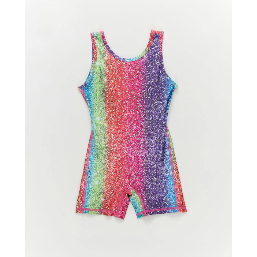 Girls Leotard in Rainbow Glitter Foil