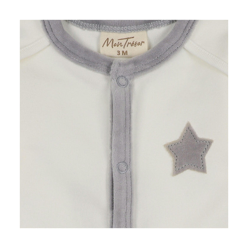 Star-Patch Velour Footie & Hat Set