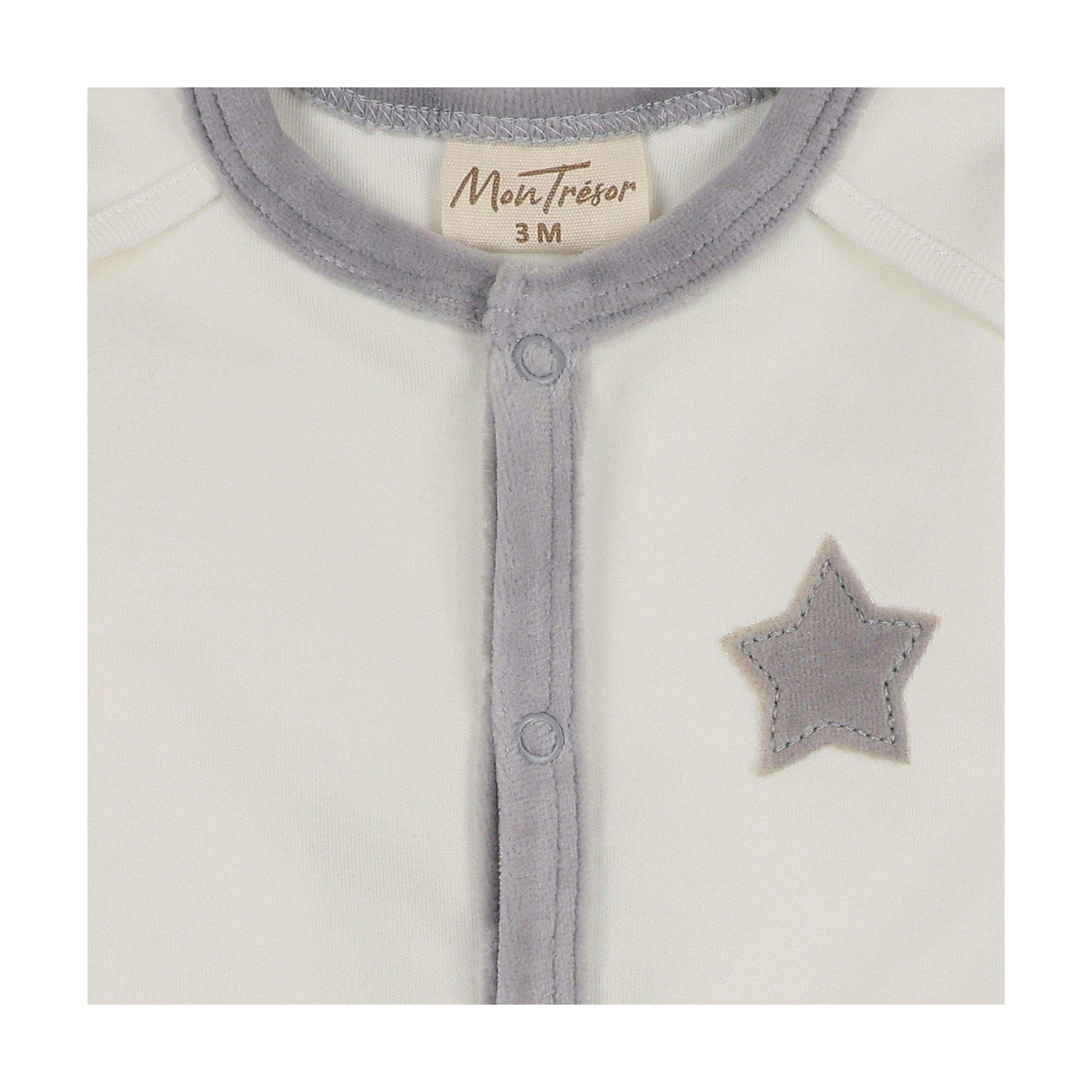 Star-Patch Velour Footie & Hat Set
