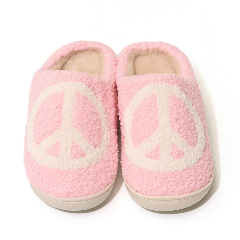 Tweens Plush Slippers with a Peace Design
