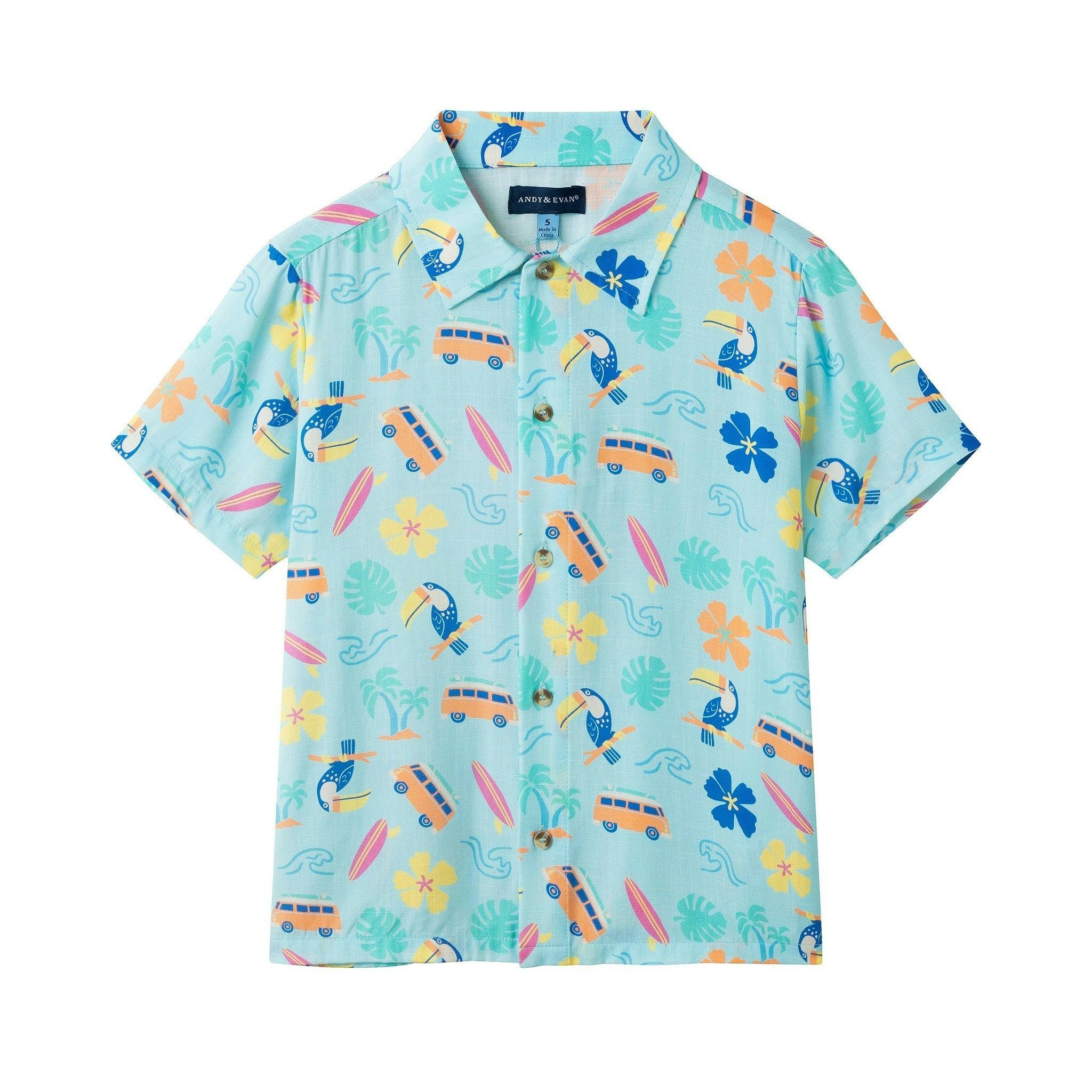 Boys Synthetic Viscose Matching Set | Aqua beach