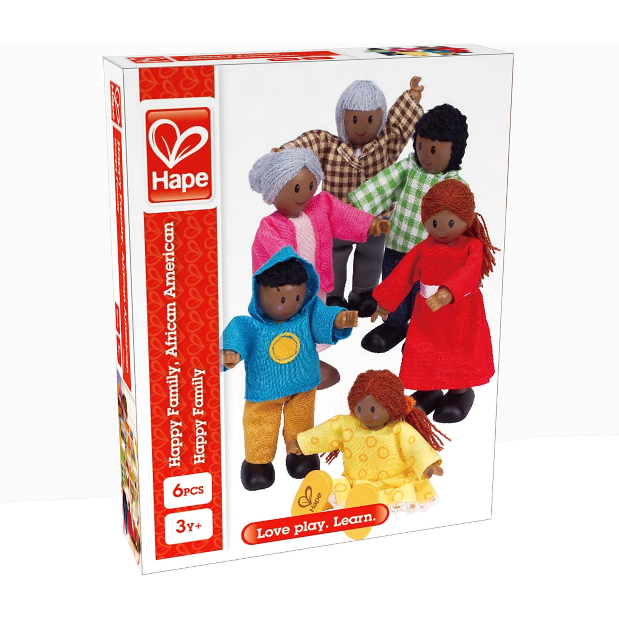 African American Happy Family Dollhouse Set W/ 6 Dolls