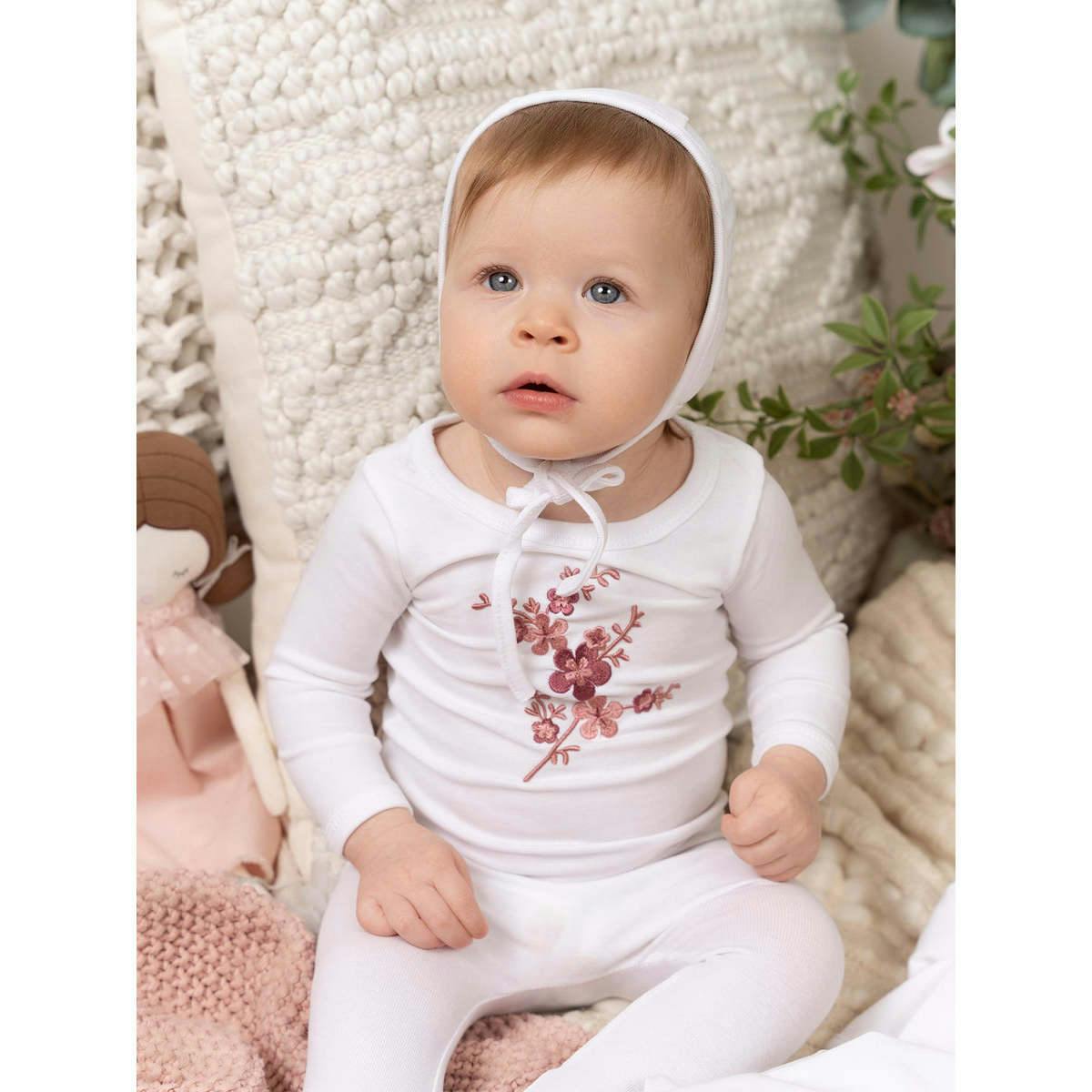 Floral Embroidered Footie