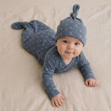 Organic Knotted Baby Gown - Indigo Blossom