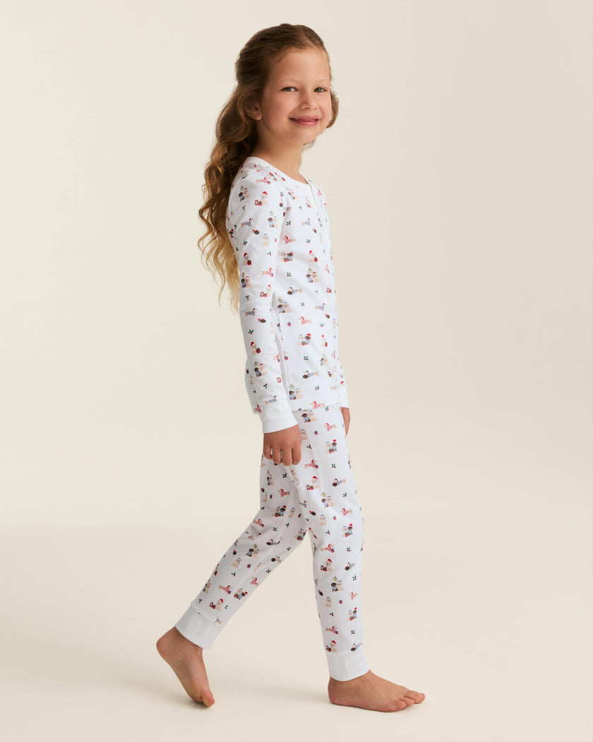 Kid's Pima Snug Fit Pajama Set in Woof de Noël