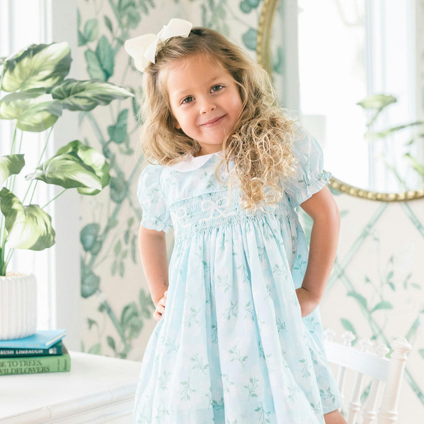 Collared Hydrangea Smocked Dress