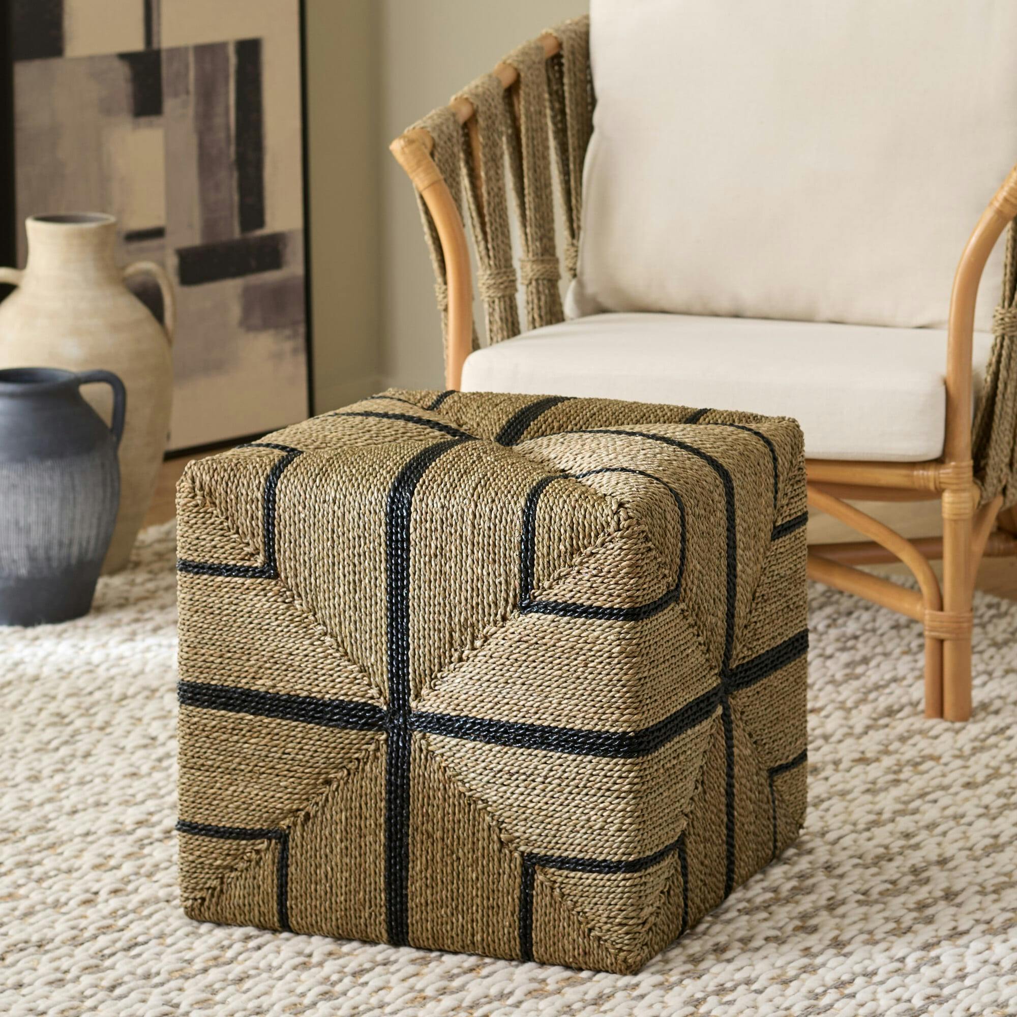 Liatasha Woven Seagrass Ottoman