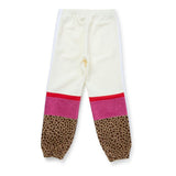 White & Leopard Print Sweatpants