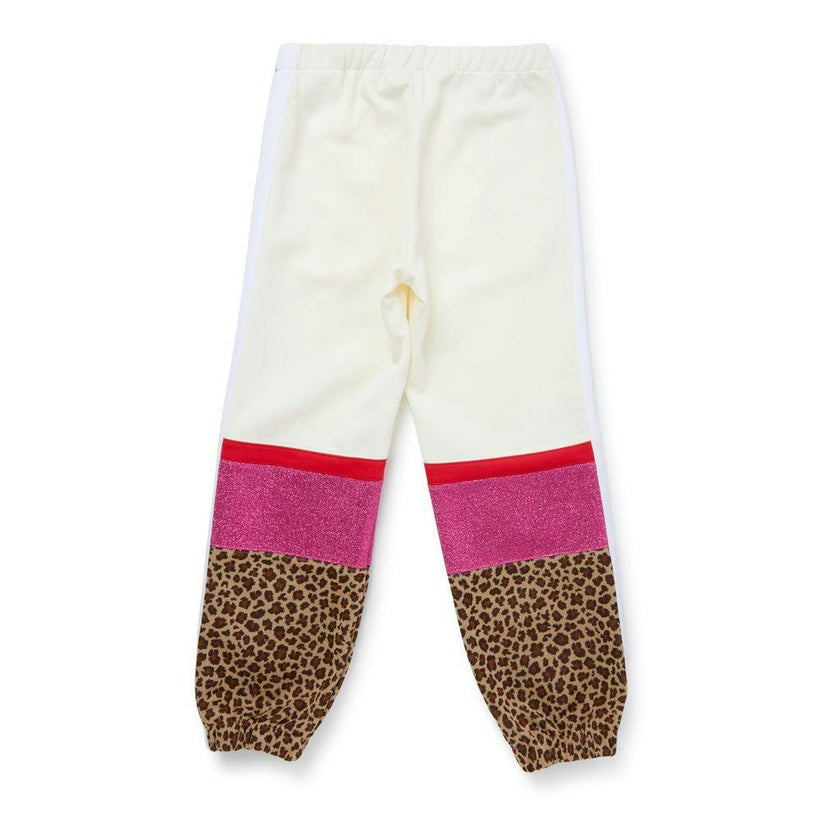 White & Leopard Print Sweatpants