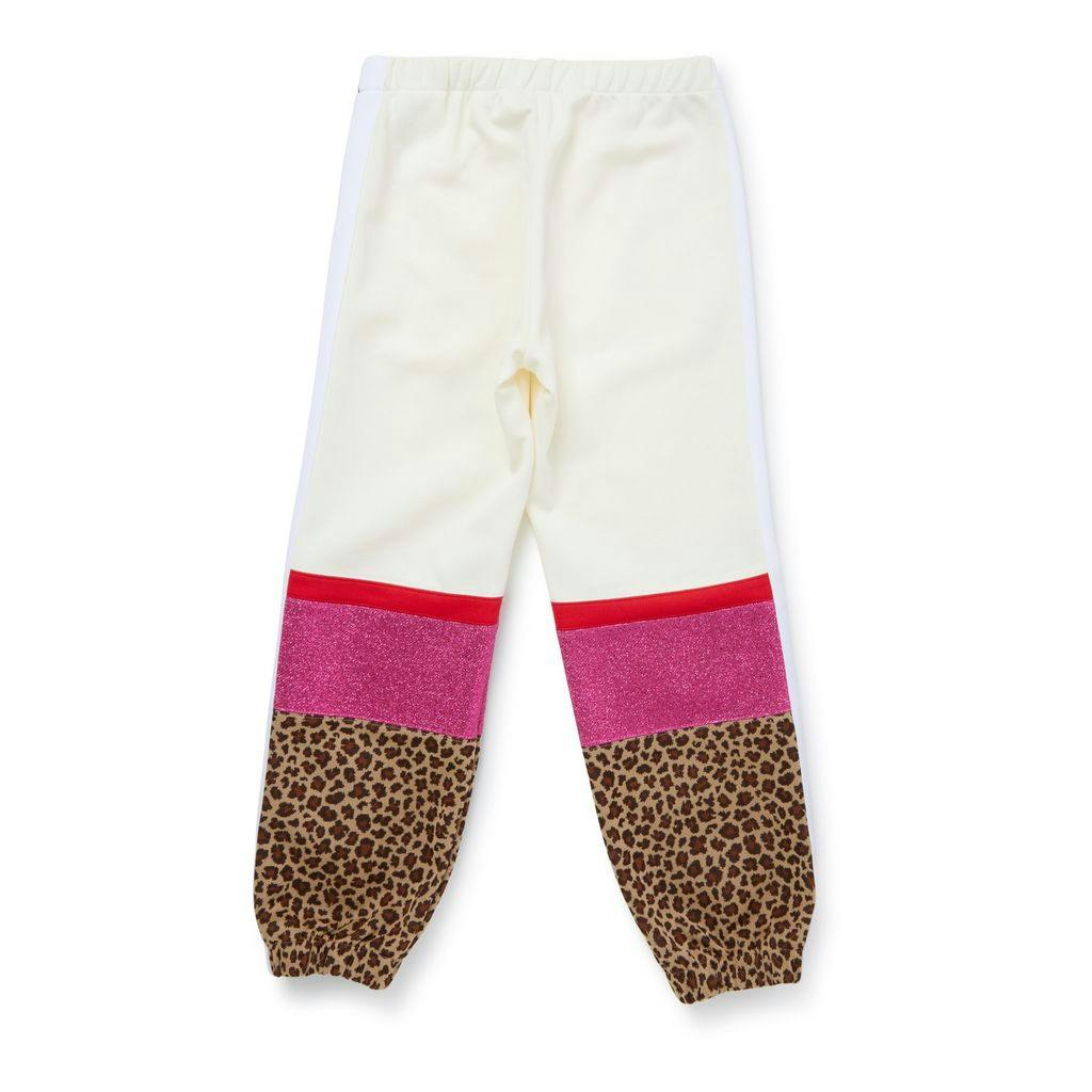 White & Leopard Print Sweatpants