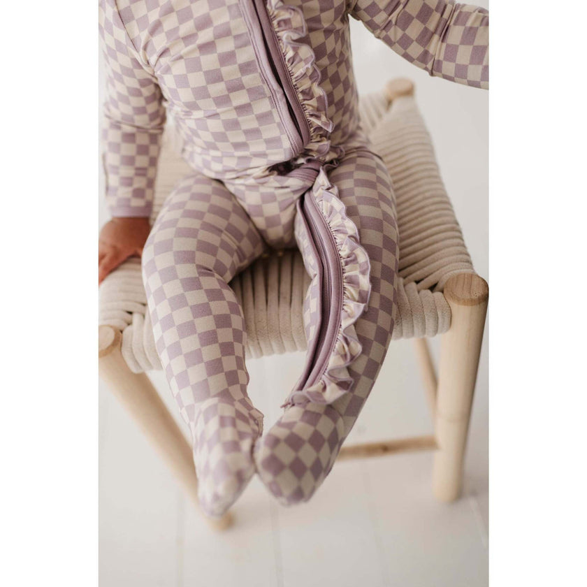 Footie Romper Lavender Cloud Checkered
