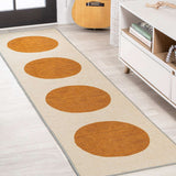 Cirkel Minimalist Geometric Dot Machine-Washable Area Rug, Orange