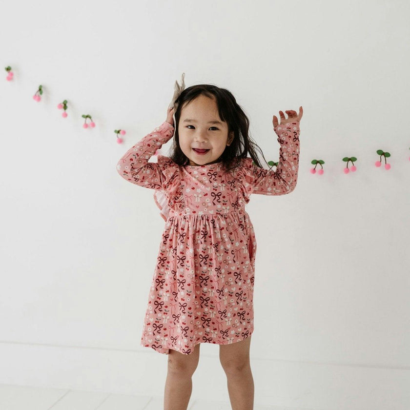 Girl's Long Sleeve Ruffle Dress