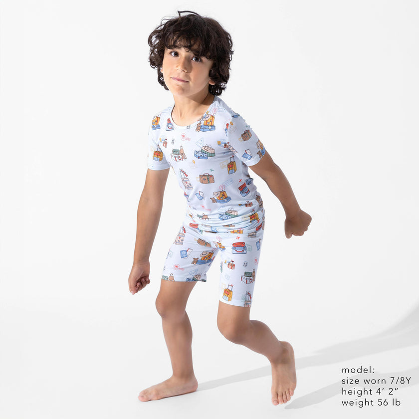Vintage Suitcases Bamboo Kids Pajama Short Set