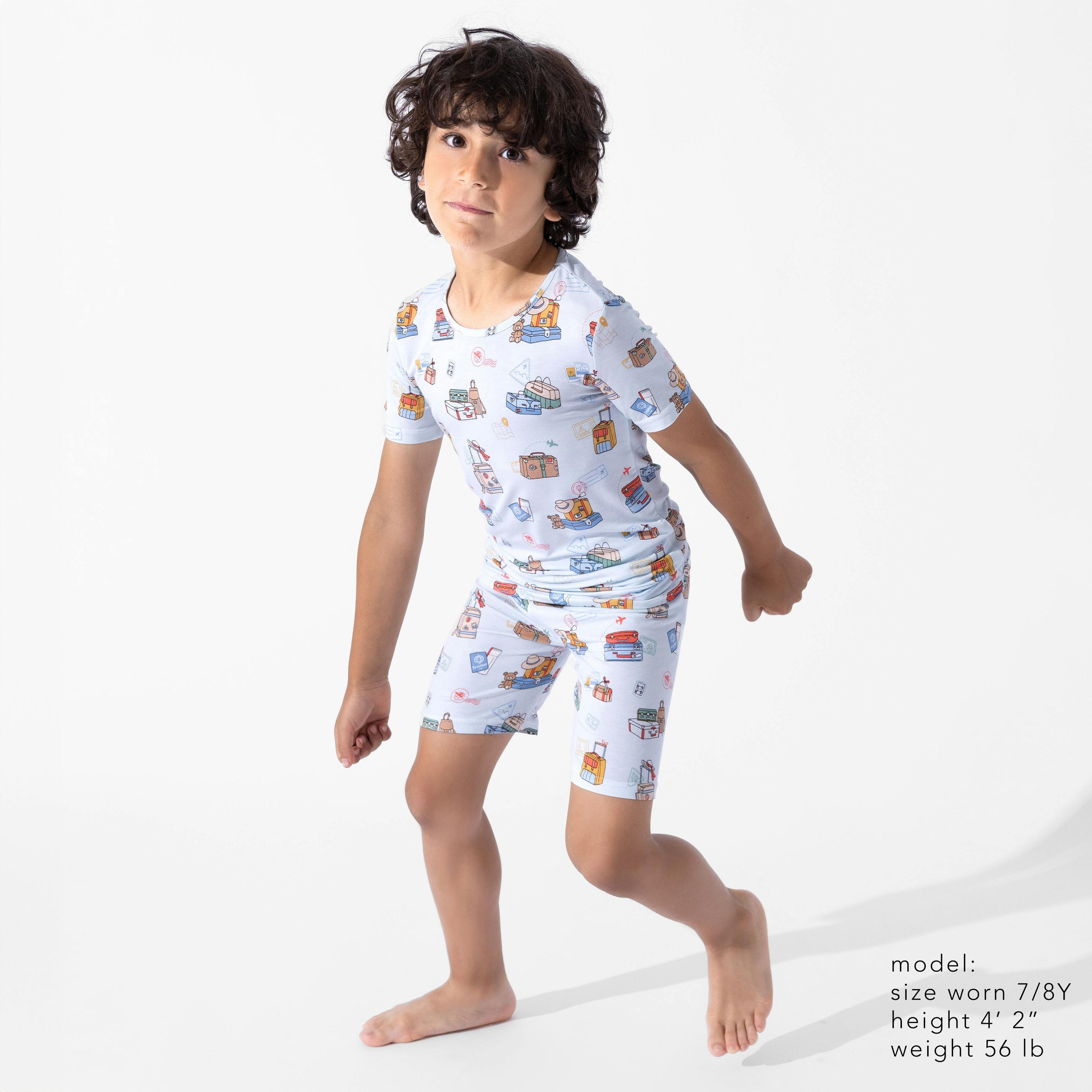Vintage Suitcases Kids Pajama Short Set
