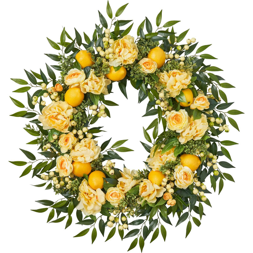 Lemonade Peony & Lemon Everyday Spring Summer Front Door Wreath