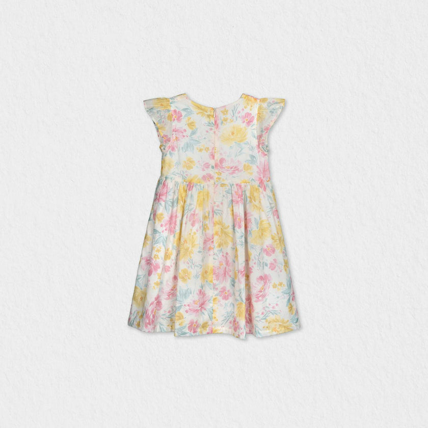 Eugenie Baby Dress Sleeveless, Yellow Pink Lagoon