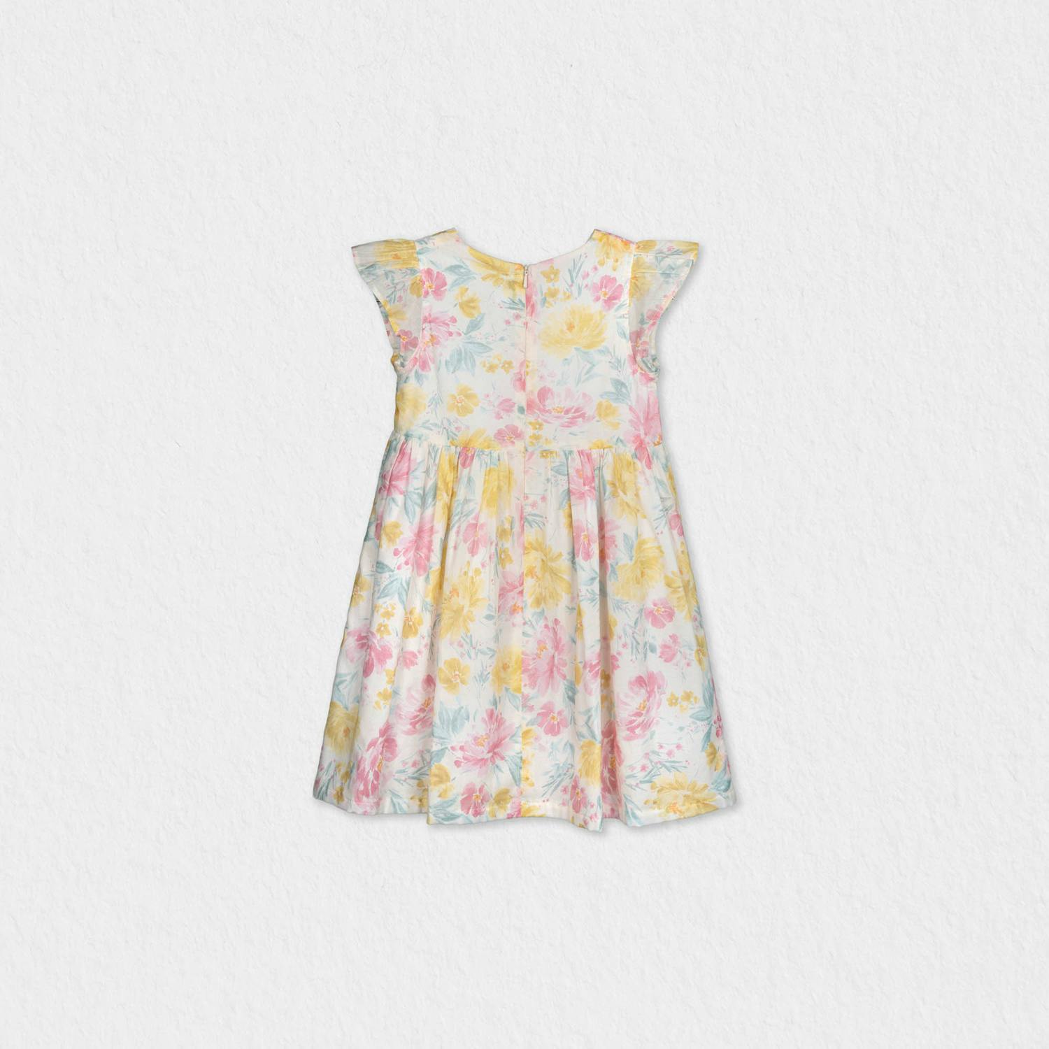 Eugenie Baby Dress Sleeveless, Yellow Pink Lagoon