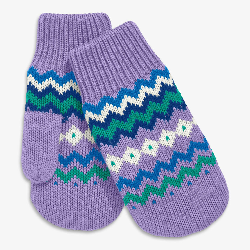 Kids knit mittens in fair isle