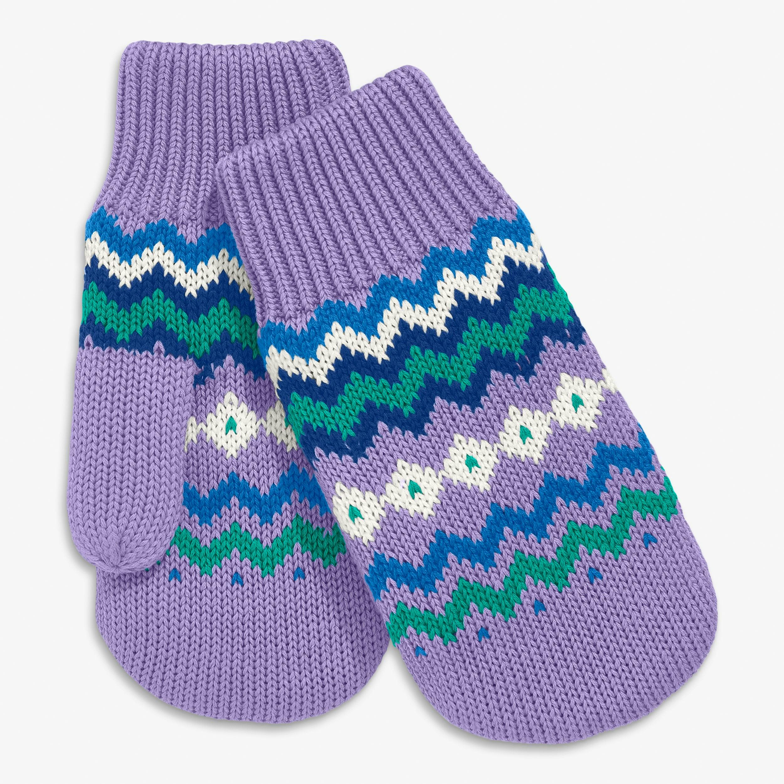 Kids knit mittens in fair isle